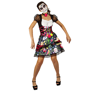 3-2086 WOMEN'S DAY OF THE DEAD COSTUME χονδρική, Carnival Items χονδρική
