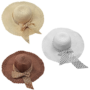 42-2897 WOMEN'S WIRE PAPER HAT WITH POYA RIBBON χονδρική, Summer Items χονδρική