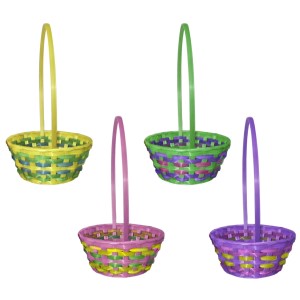 73-1234 BAMBOO BASKET MULTICOLORED HANDLE Φ23 χονδρική, Easter Items χονδρική
