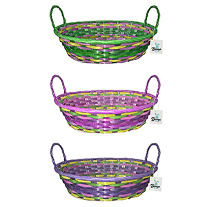 73-1242 BAMBOO BASKET MULTICOLORED OVAL 30x22x8cm χονδρική, Easter Items χονδρική