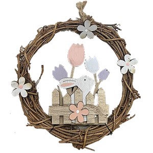 73-1845 WREATH WITH HARE AND FENCE χονδρική, Easter Items χονδρική