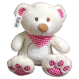 79-465 TEDDY WHITE WITH CHECKED SCARF χονδρική, Valentine Items χονδρική