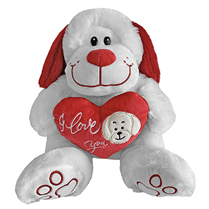 79-483 TEDDY WHITE LONG EARS AND RED HEART χονδρική, Valentine Items χονδρική