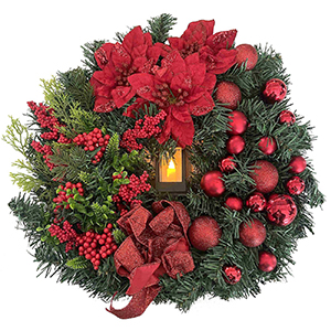 93-3347 XMAS WREATH WITH BATTERY CANDLE χονδρική, Christmas Items χονδρική