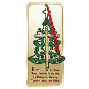93-3376 METALLIC TREE-CROSS ORNAMENT χονδρική, Christmas Items χονδρική