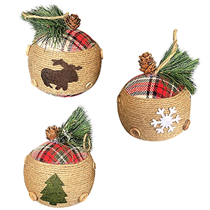 93-3398 CHRISTMAS ORNAMENT WITH STRING, COCONUT, LEAVES χονδρική, Christmas Items χονδρική