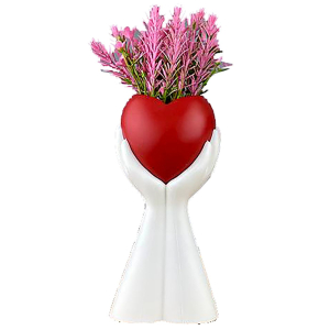 22-3028 DECORATIVE PALM POT WITH RED HEART FLOWER χονδρική, Valentine Items χονδρική