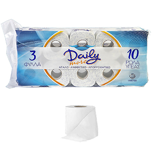 7-132 SANITARY PAPER DAILY-NEW 3 SHEETS PACK=10 ROLLS χονδρική, Houseware Items χονδρική