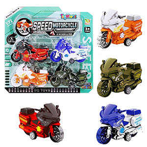 70-2266 SET OF 4 MOTORCYCLES 12cm PULL BACK IN TABS χονδρική, Toys χονδρική