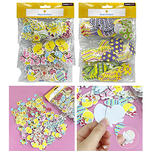 73-2089 STICKERS FOAM FLOWERS EGGS RABBITS χονδρική, Easter Items χονδρική