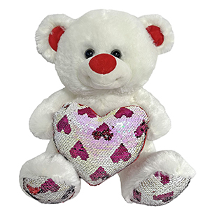 79-434 WHITE TEDDY BEAR WITH HEART WITH BIRDS χονδρική, Valentine Items χονδρική