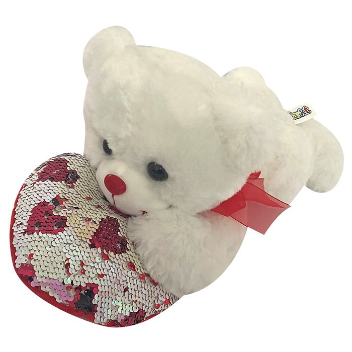 79-437 WHITE TEDDY BEAR WITH HEART WITH BIRDS χονδρική, Valentine Items χονδρική