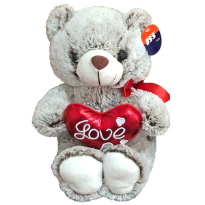 79-457 GRAY TEDDY BEAR WITH RED HEART χονδρική, Valentine Items χονδρική