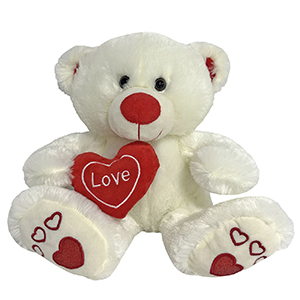 79-463 WHITE TEDDY WITH A RED HEART χονδρική, Valentine Items χονδρική