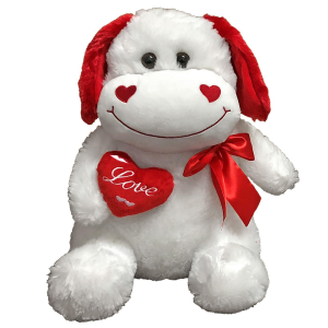 79-466 WHITE DOG WITH HEART & BOW χονδρική, Valentine Items χονδρική