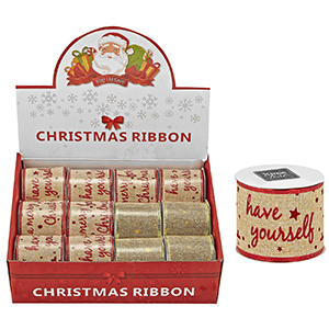93-2768 CHRISTMAS RIBBON FLAX - GLITTER χονδρική, Christmas Items χονδρική
